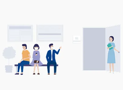 待合室へ入るイラスト