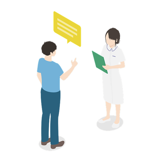 看護師と患者が会話をするイメージイラスト
