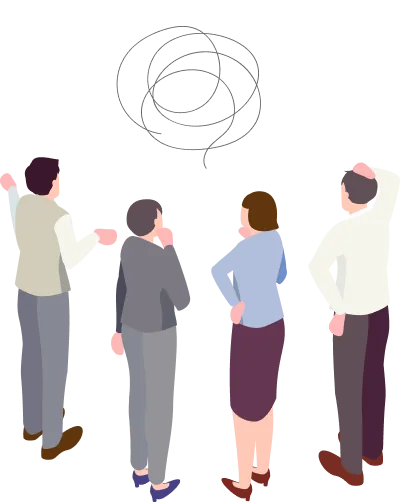 悩んでいる人たちのイラスト