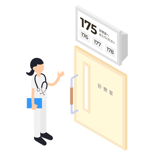 看護師が診察室へ誘導するイメージイラスト